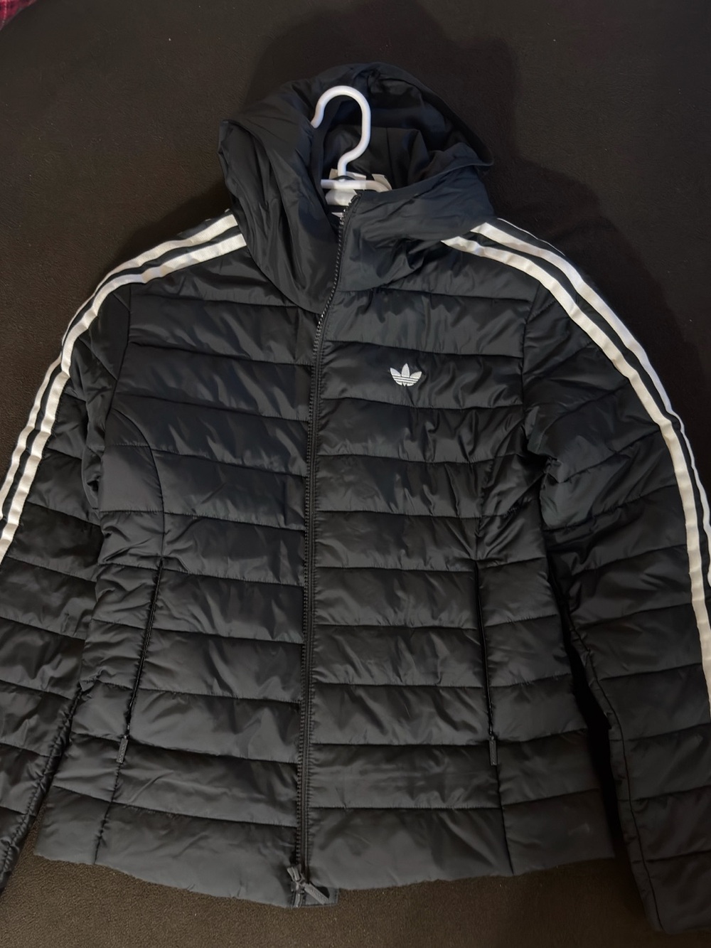 adidas Black Quilted Jacket with White Logo Tag